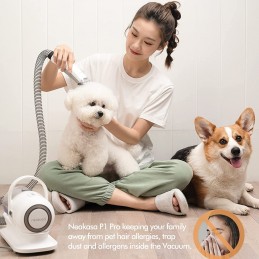 Neakasa P1 Pro Tondeuse Chien, 9000 Pa Aspirateur Poil de Chien  Professionnelle, 5 Outils de Toilettage, 1L Récipient, Tondeuse